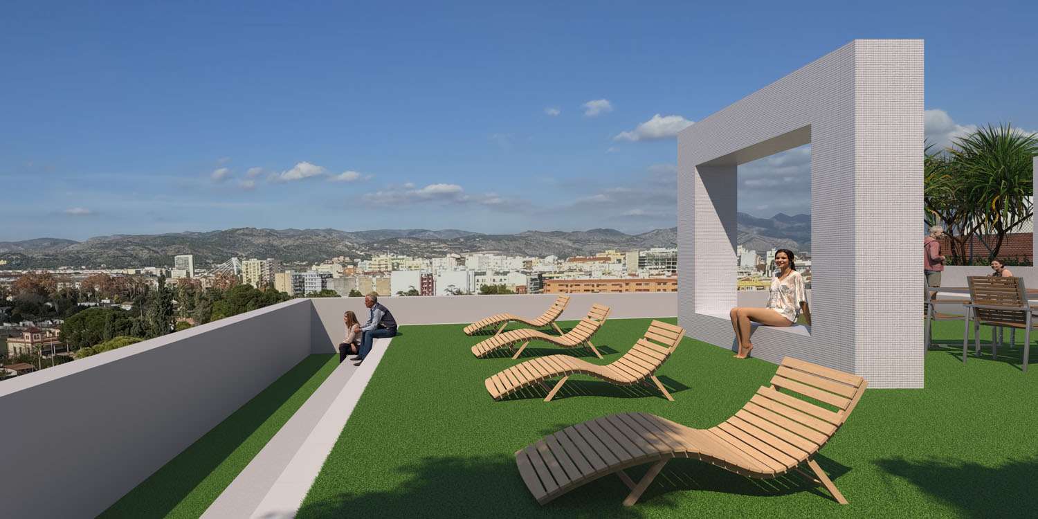 solarium Piscina Edificio Vía Park 25 Castellón Vivienda obra nueva